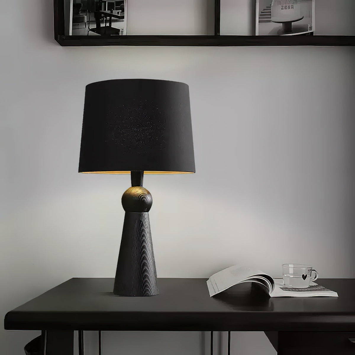 Lioria lámpara de mesa de madera y tejido