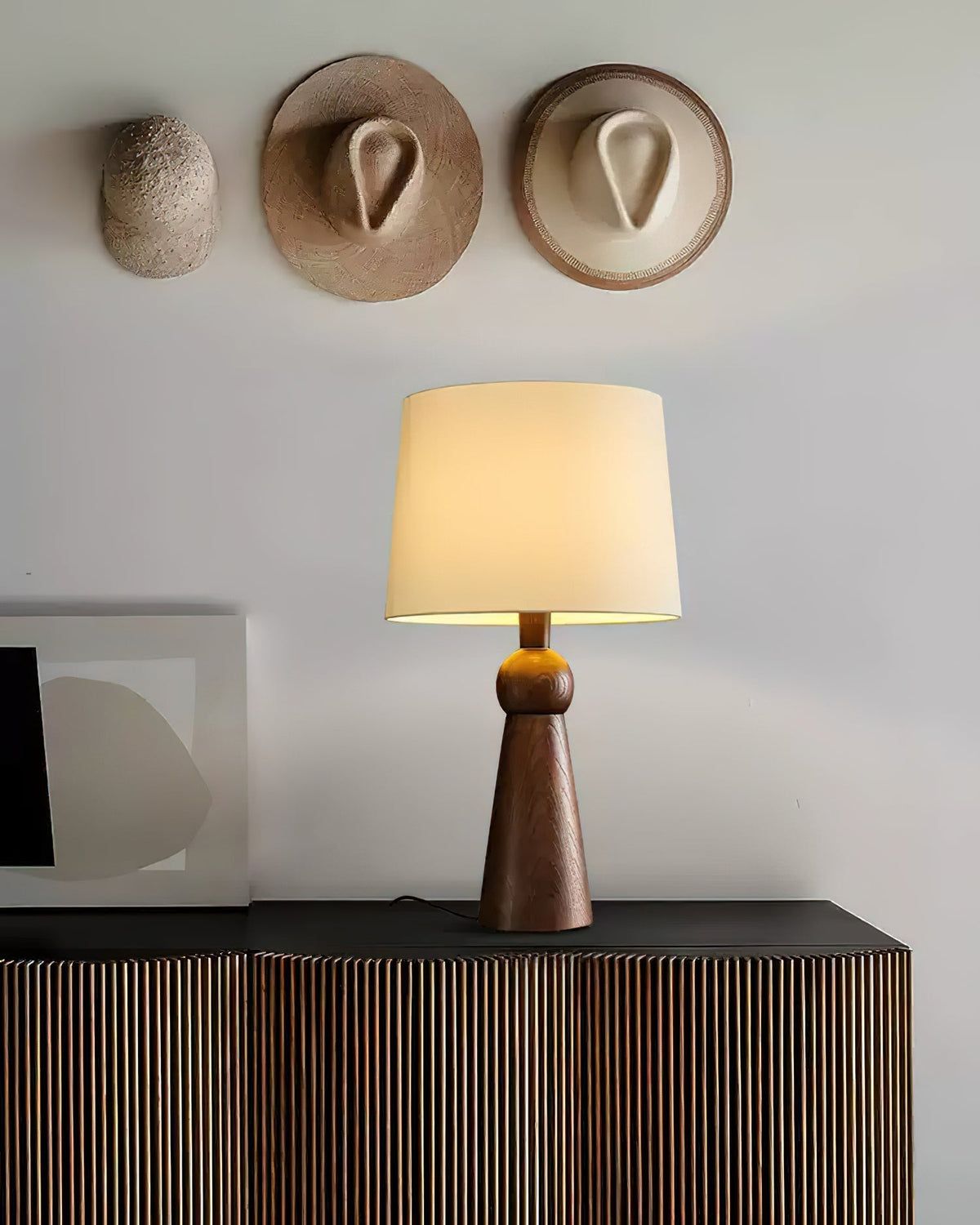 Lioria lámpara de mesa de madera y tejido