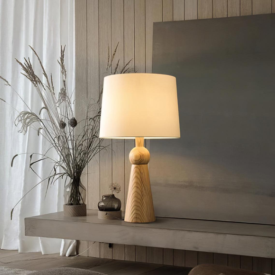Lioria lámpara de mesa de madera y tejido