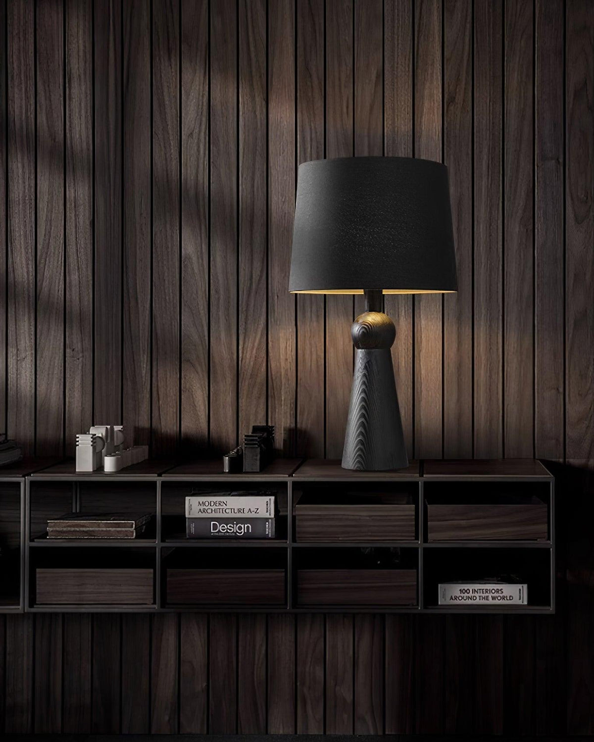 Lioria lámpara de mesa de madera y tejido
