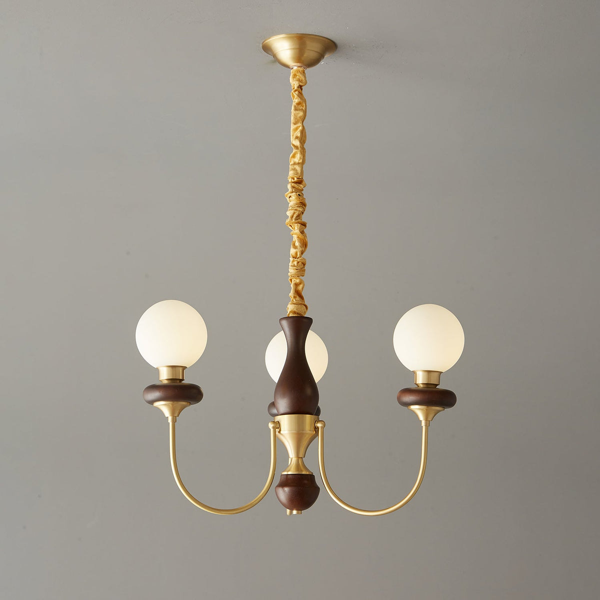 Cotheor lámpara de araña tradicional vintage con arco de madera y vidrio