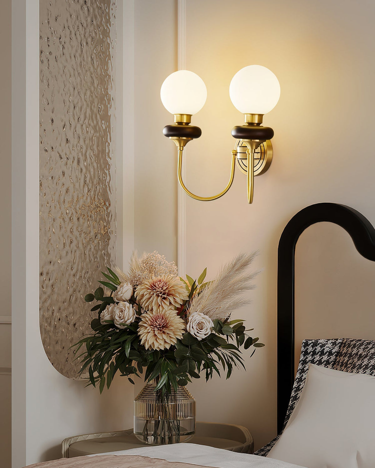 Elvalora aplique de pared Premium nogal vidrio nórdico Art