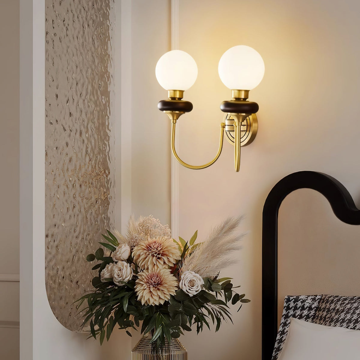 Elvalora aplique de pared Premium nogal vidrio nórdico Art