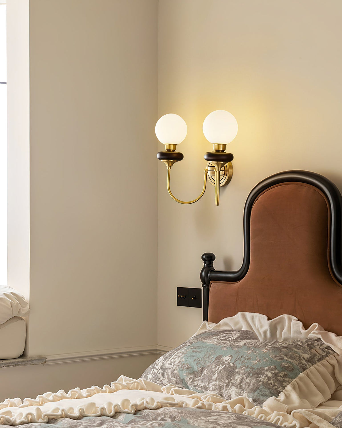 Elvalora aplique de pared Premium nogal vidrio nórdico Art