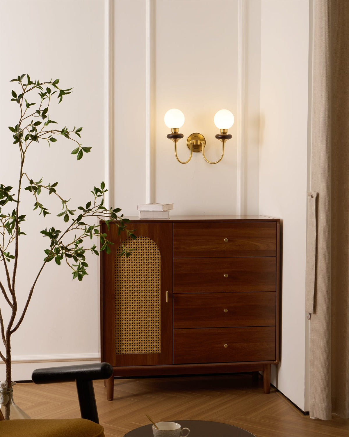 Elvalora aplique de pared Premium nogal vidrio nórdico Art