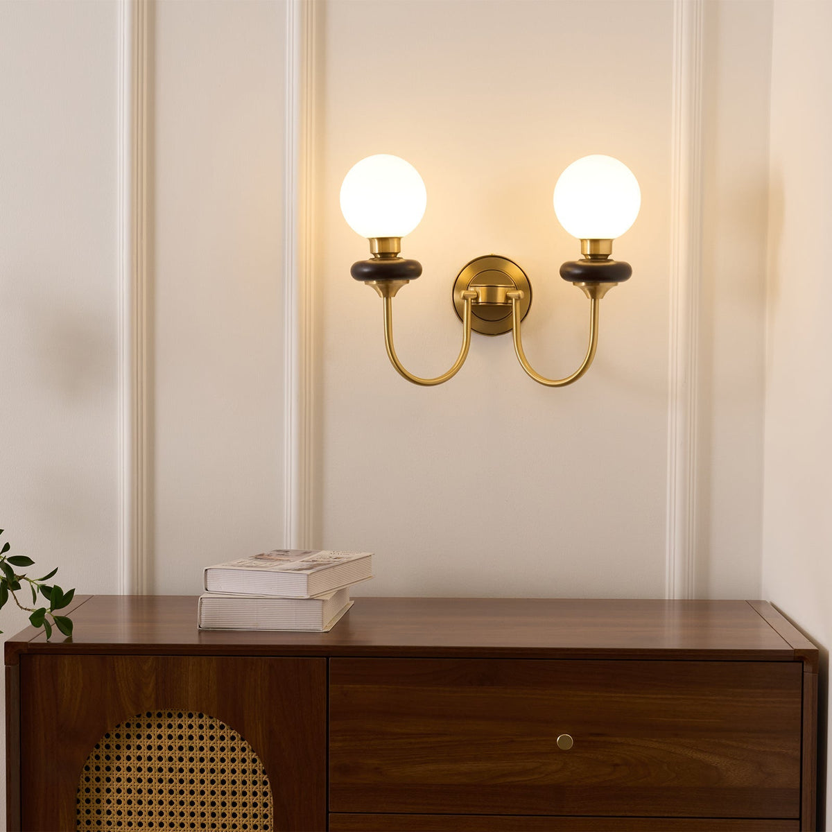 Elvalora aplique de pared Premium nogal vidrio nórdico Art
