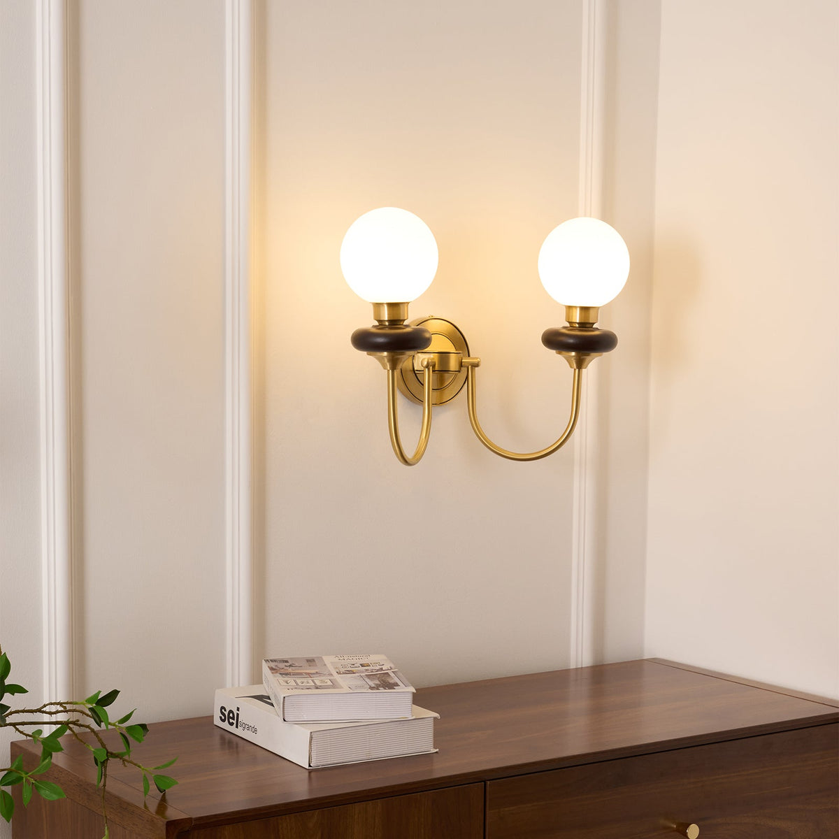 Elvalora aplique de pared Premium nogal vidrio nórdico Art