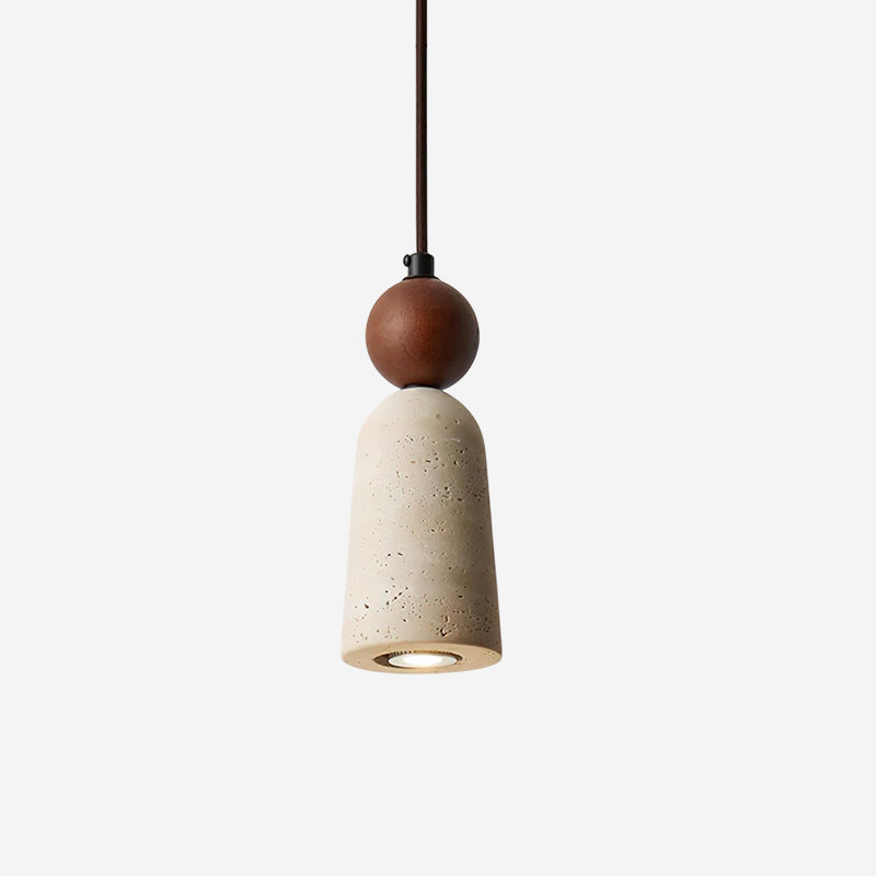 Nolira lámpara colgante de madera con pantalla de travertino natural