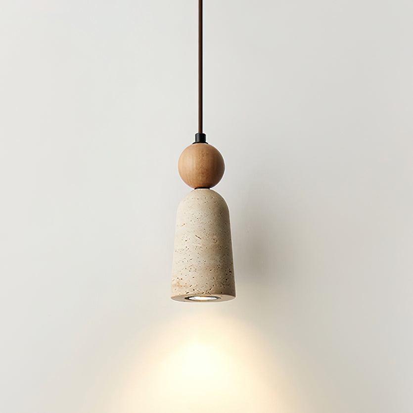 Nolira lámpara colgante de madera con pantalla de travertino natural
