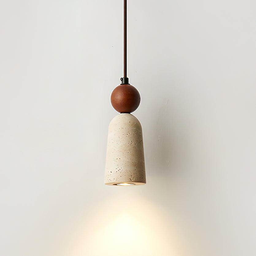 Nolira lámpara colgante de madera con pantalla de travertino natural