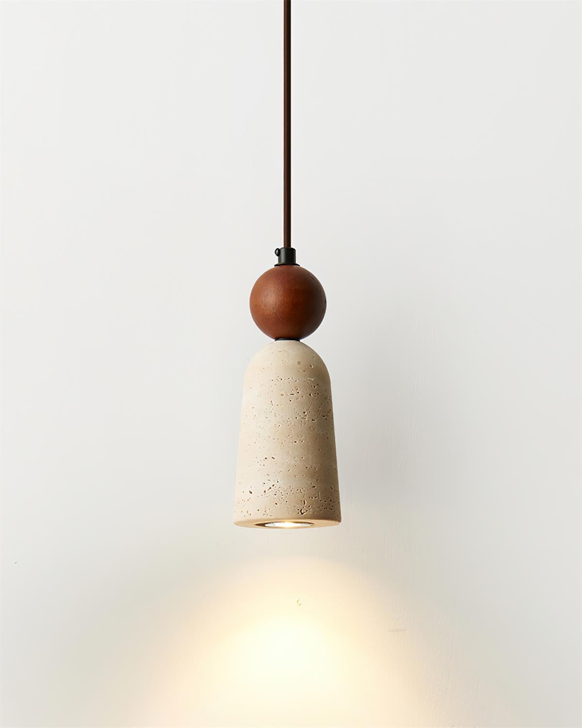 Nolira lámpara colgante de madera con pantalla de travertino natural