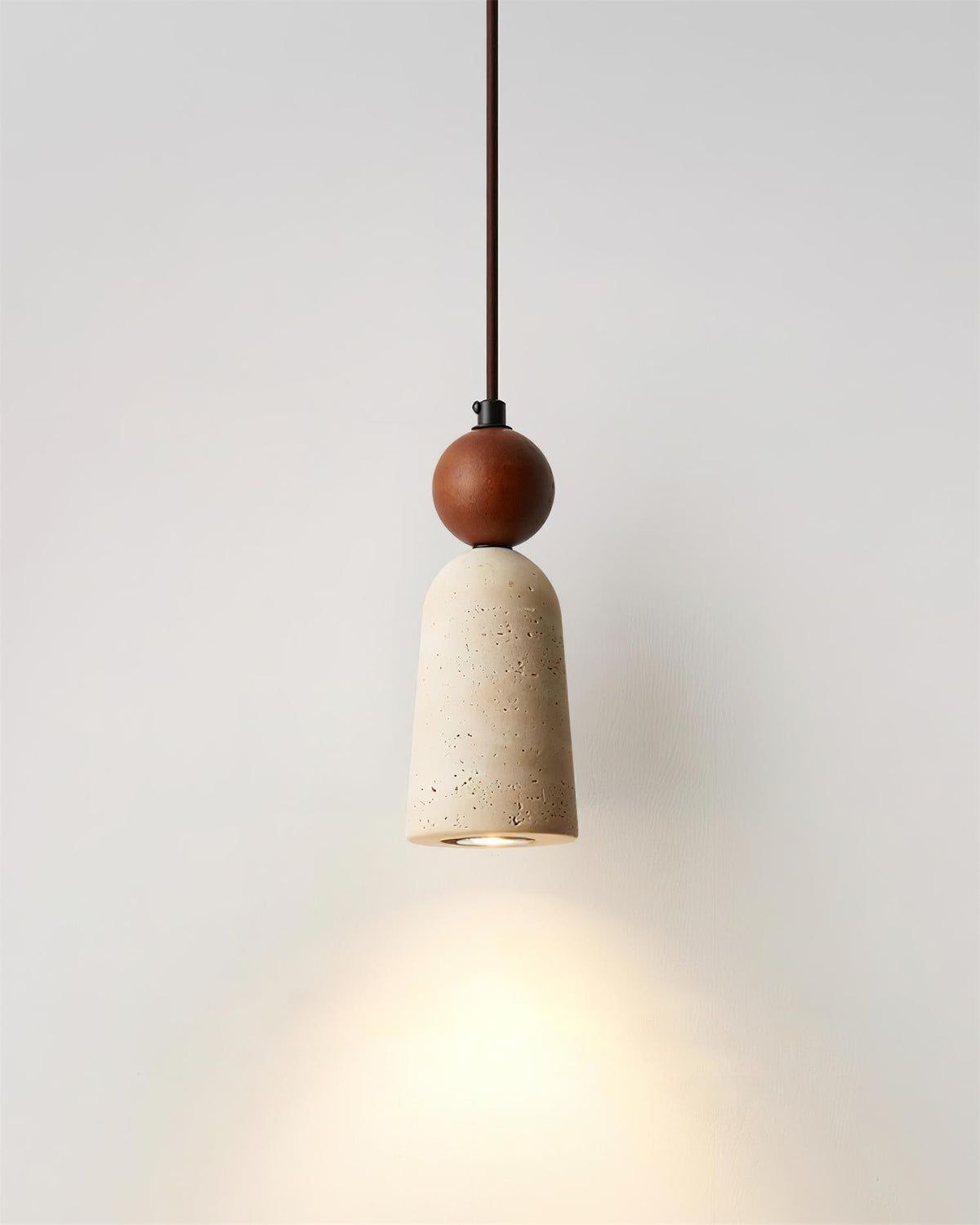 Nolira lámpara colgante de madera con pantalla de travertino natural