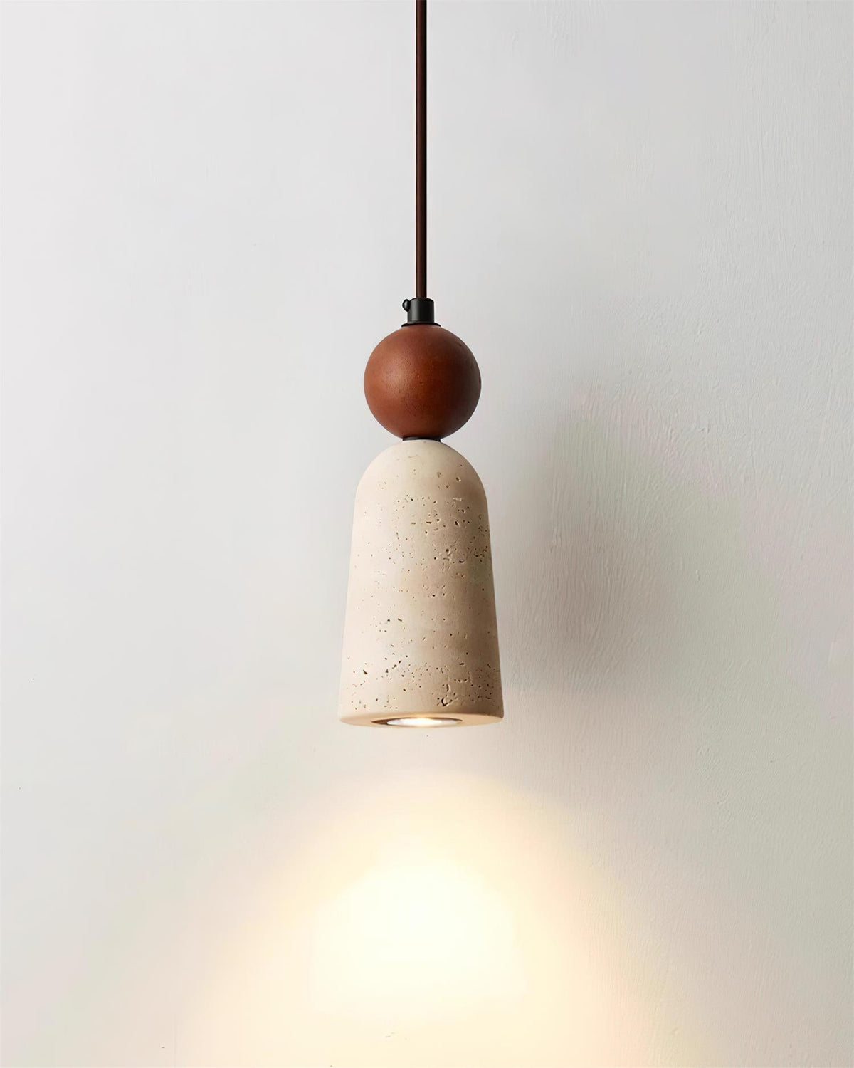 Nolira lámpara colgante de madera con pantalla de travertino natural