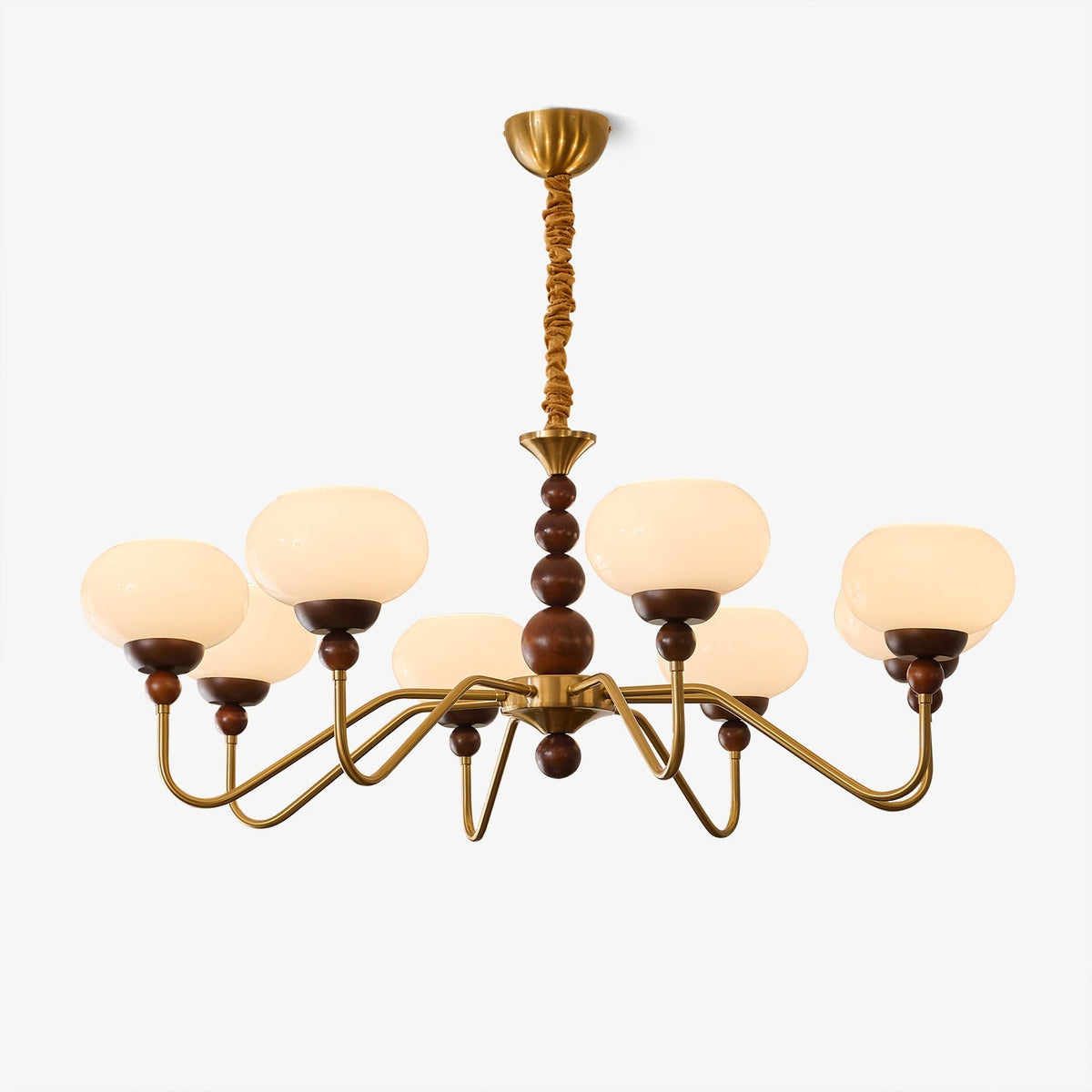 Sylaian lámpara de araña vidrio madera latón moderna 6-Light