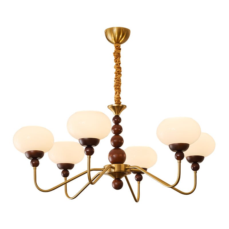 Sylaian lámpara de araña vidrio madera latón moderna 6-Light