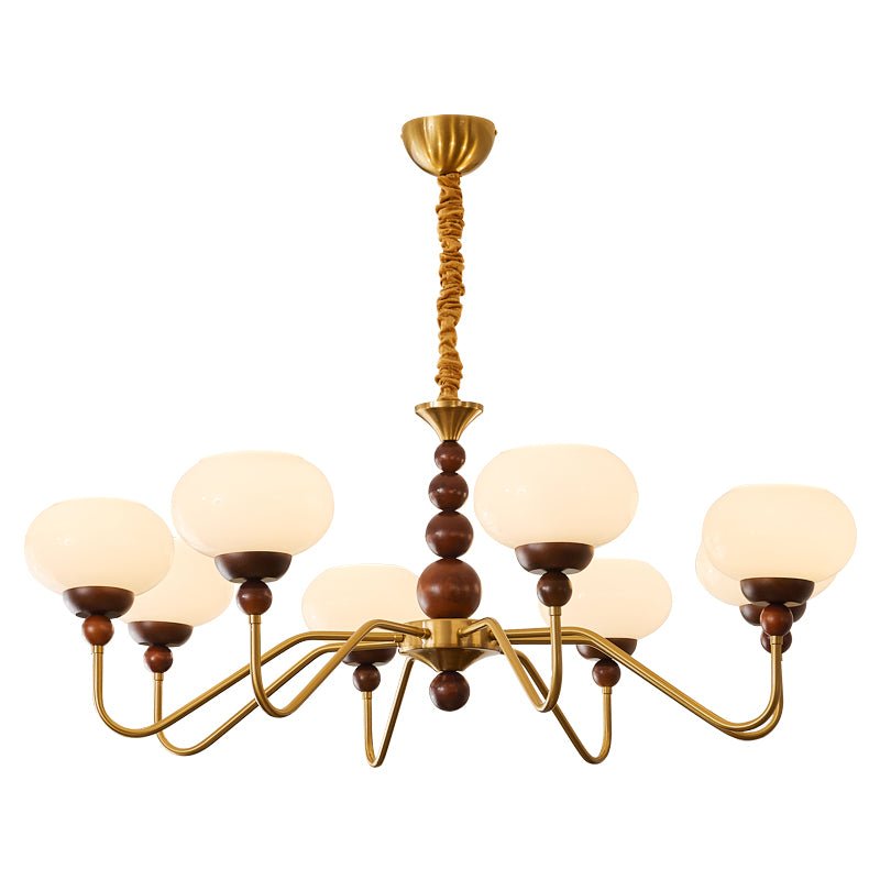 Sylaian lámpara de araña vidrio madera latón moderna 6-Light