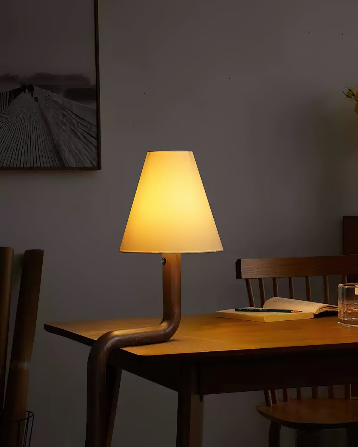 Syleielle lámpara de mesa de madera curva