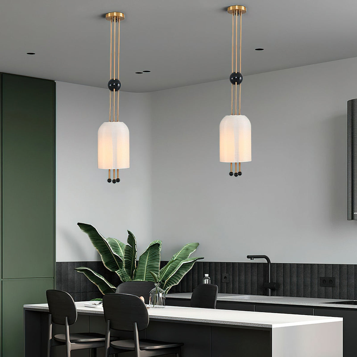 Qir lámpara colgante de vidrio con elegancia tradicional