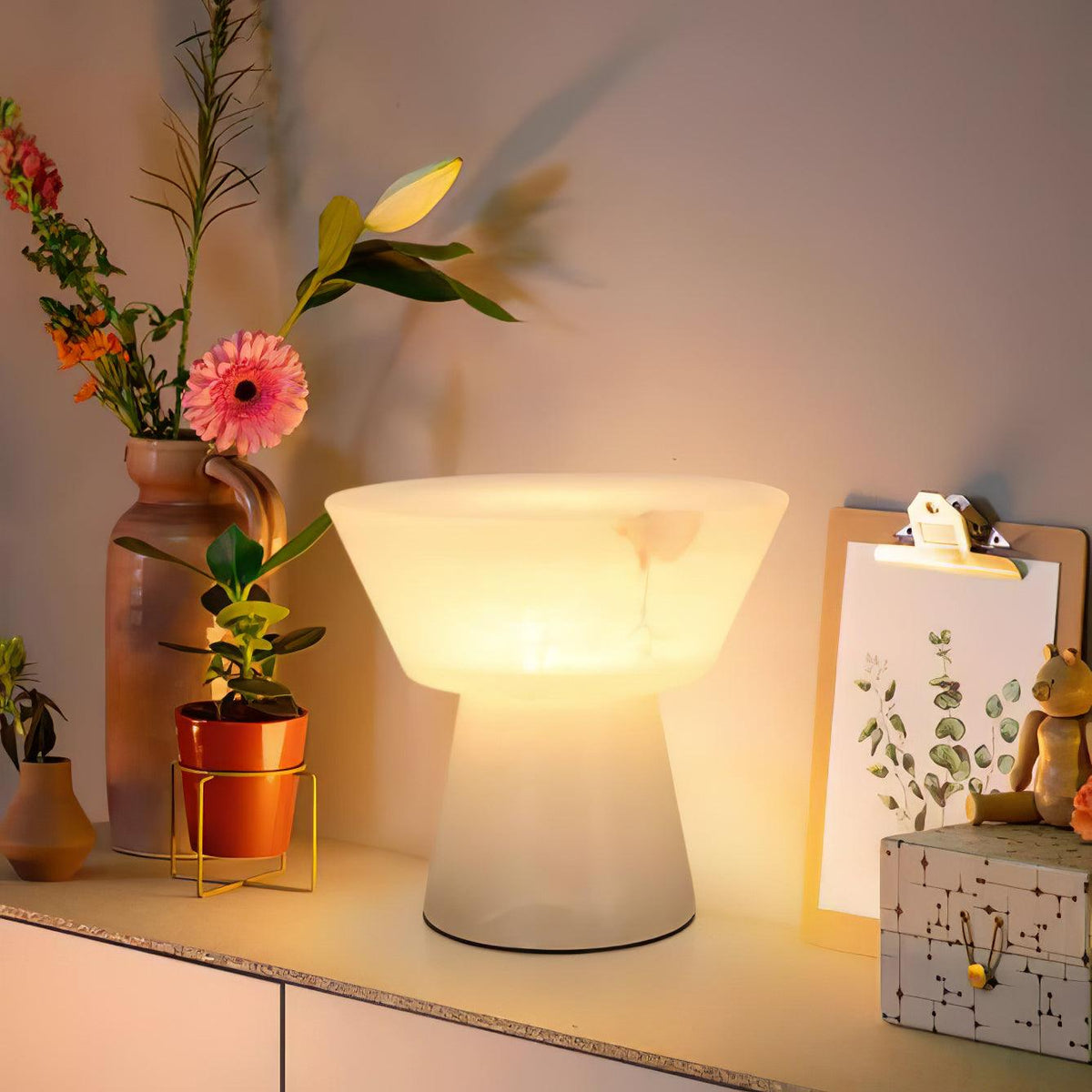 Ane lámpara de mesa pedestal alabastro