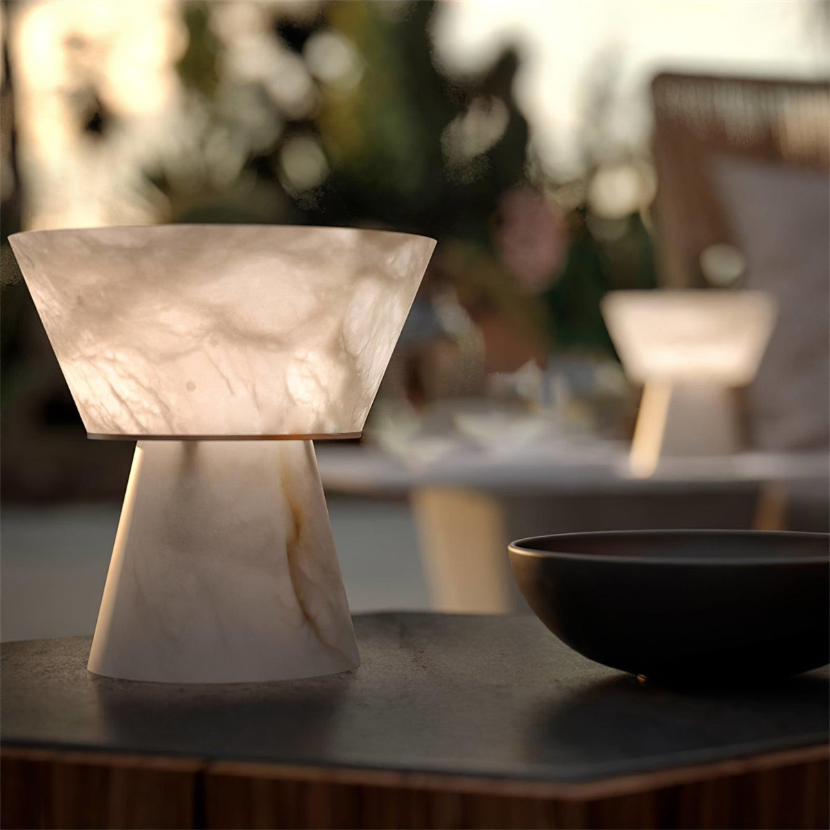 Ane lámpara de mesa pedestal alabastro