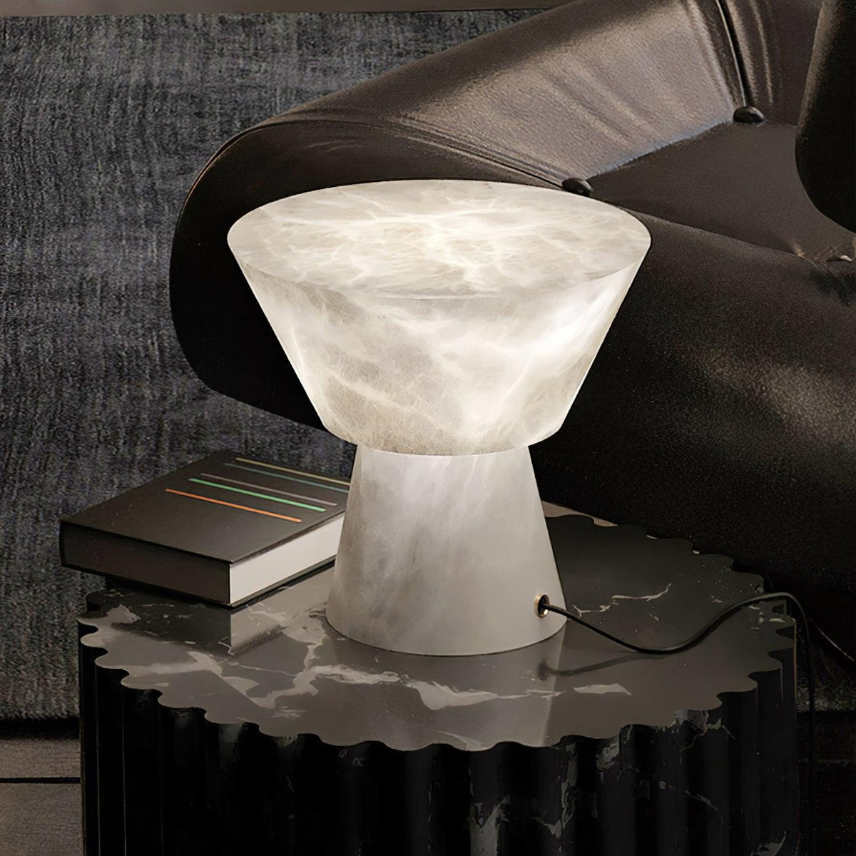Ane lámpara de mesa pedestal alabastro