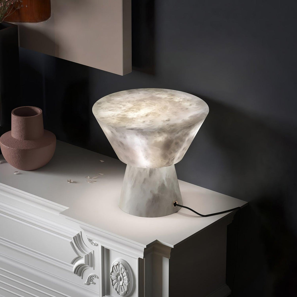 Ane lámpara de mesa pedestal alabastro