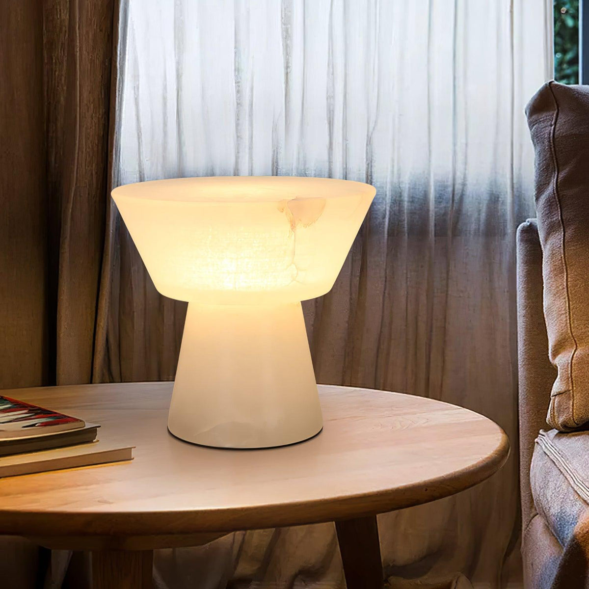 Ane lámpara de mesa pedestal alabastro