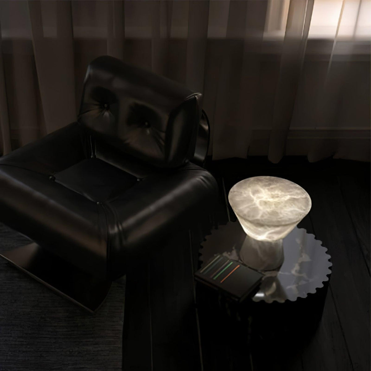 Ane lámpara de mesa pedestal alabastro