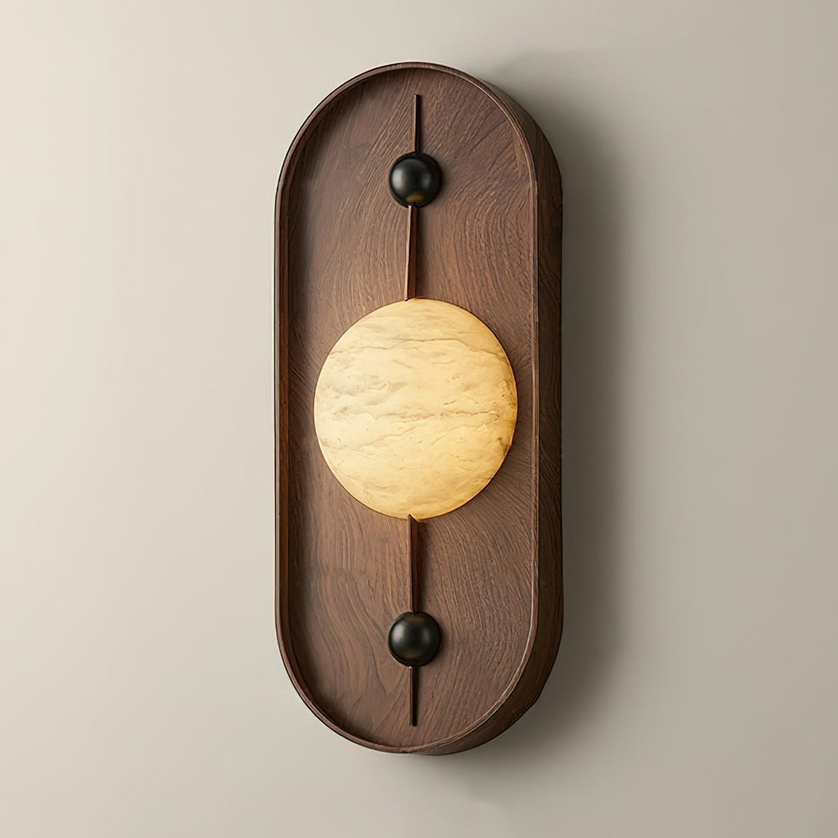 Nivuielle aplique de pared oval alabastro madera color nogal