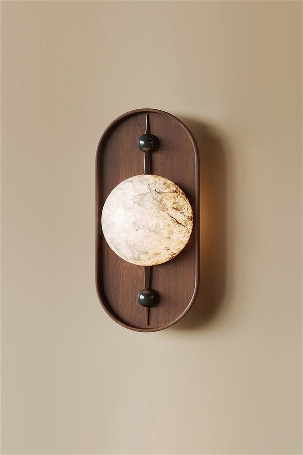 Nivuielle aplique de pared oval alabastro madera color nogal