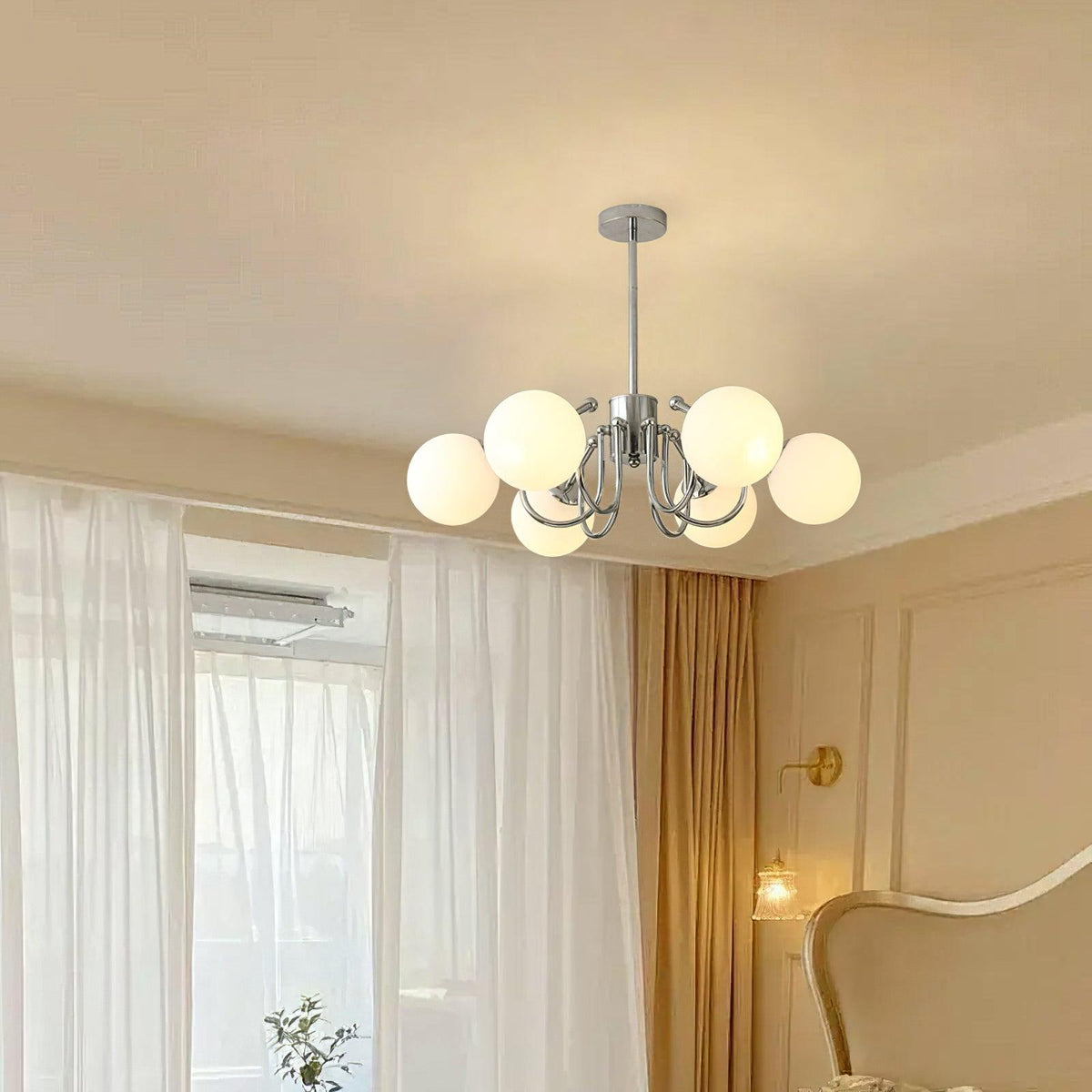 Tave lámpara de araña globo Chrome moderna