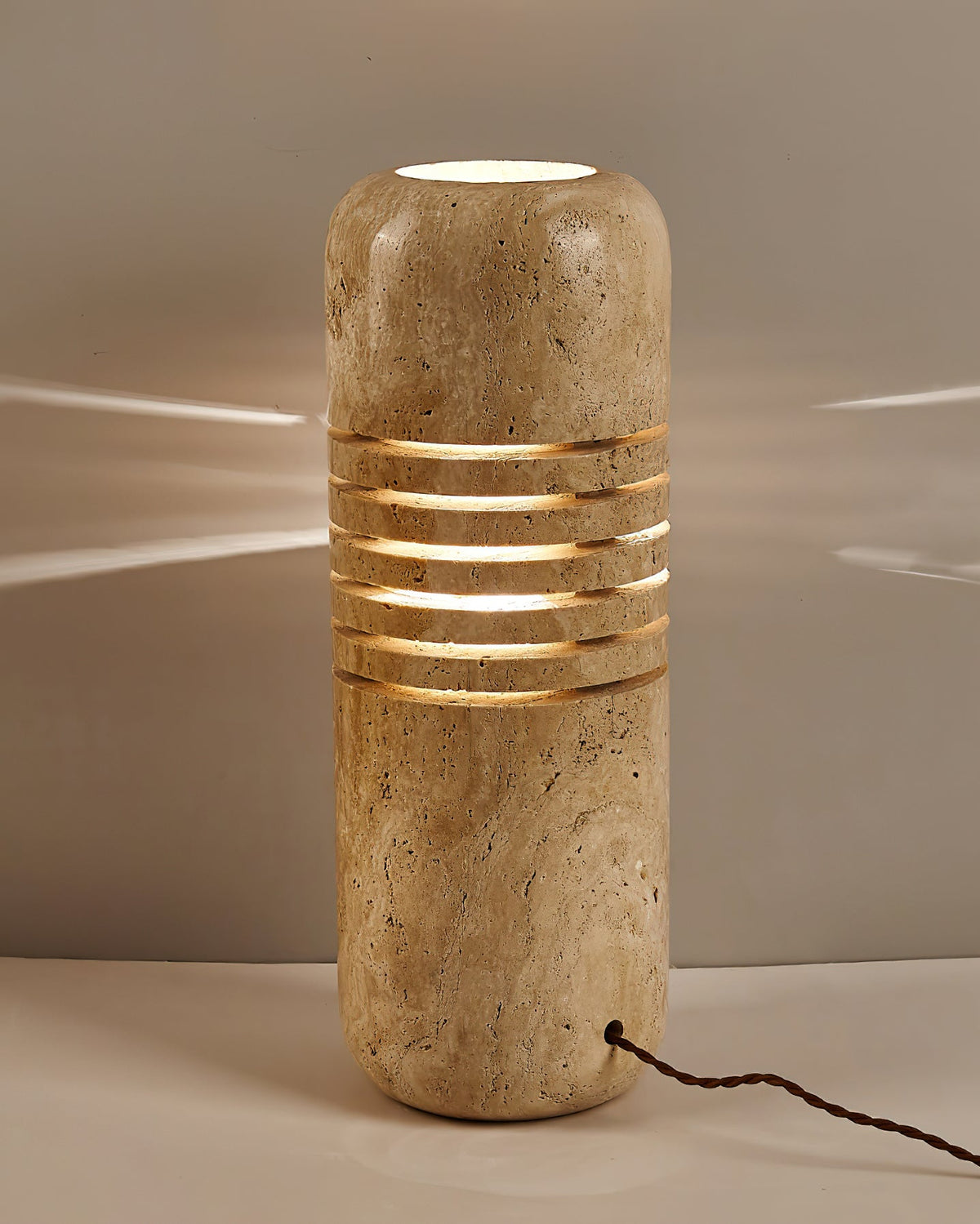 Aursolila lámpara de mesa cilíndrica de travertino