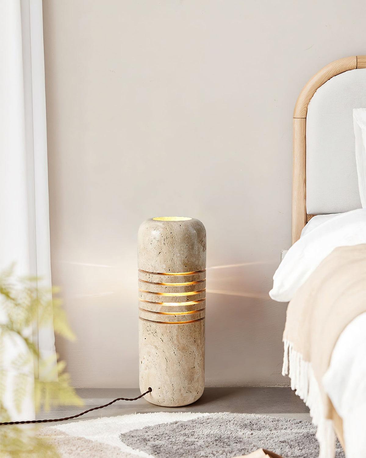 Aursolila lámpara de mesa cilíndrica de travertino