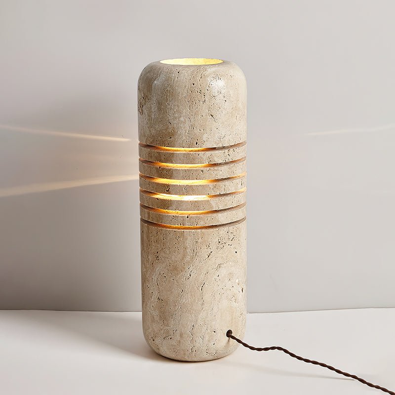 Aursolila lámpara de mesa cilíndrica de travertino