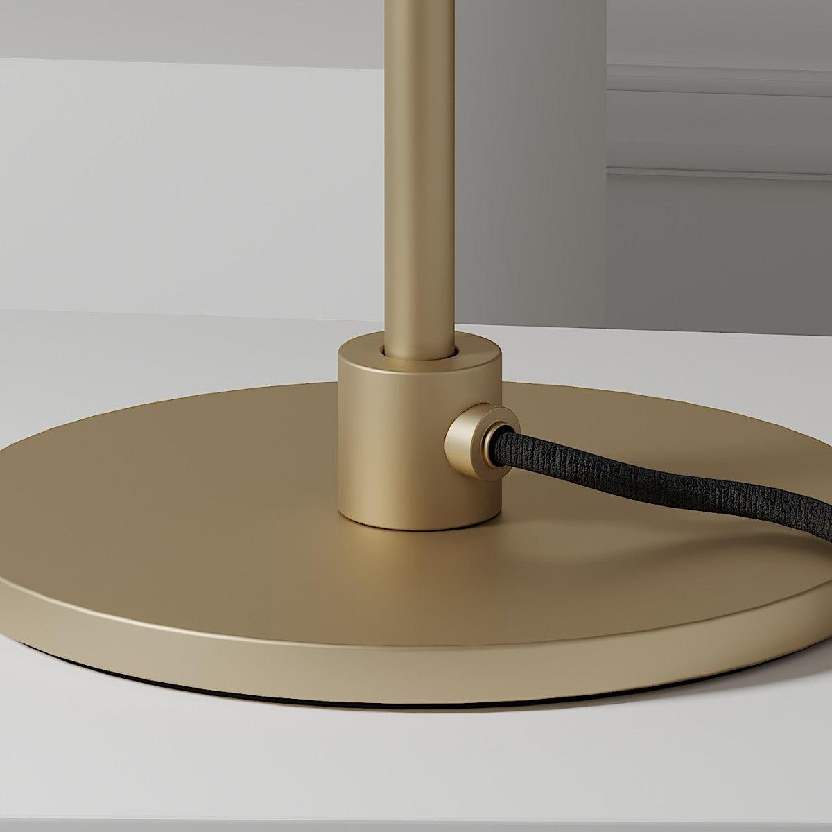 Rinelette lámpara de mesa con pantalla de vidrio transparente y base de madera