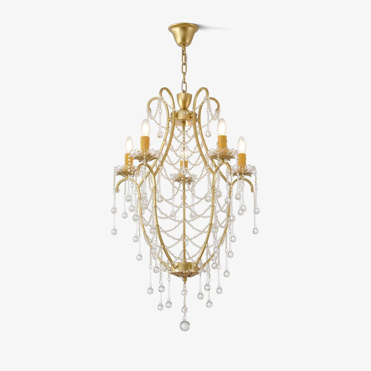 Eiriian lámpara de araña jaula para pájaros con gotas de vidrio