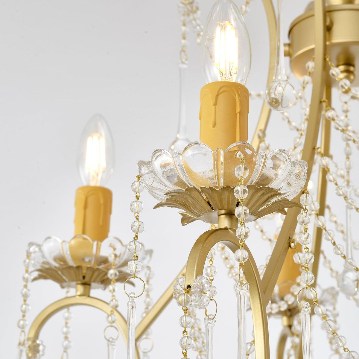 Eiriian lámpara de araña jaula para pájaros con gotas de vidrio