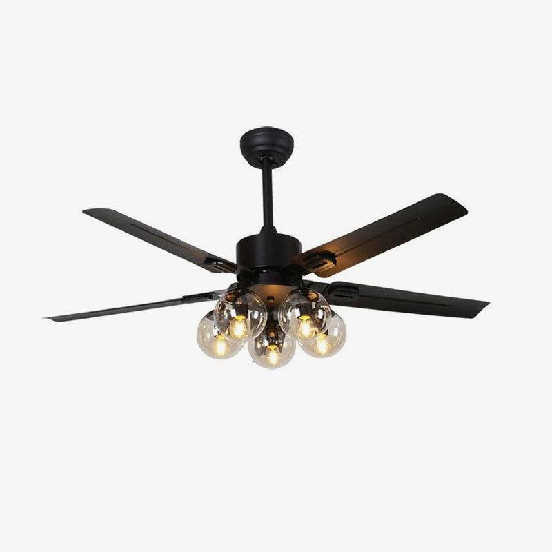 Zazoren ventilador de techo con luz Vintage negro vidrio