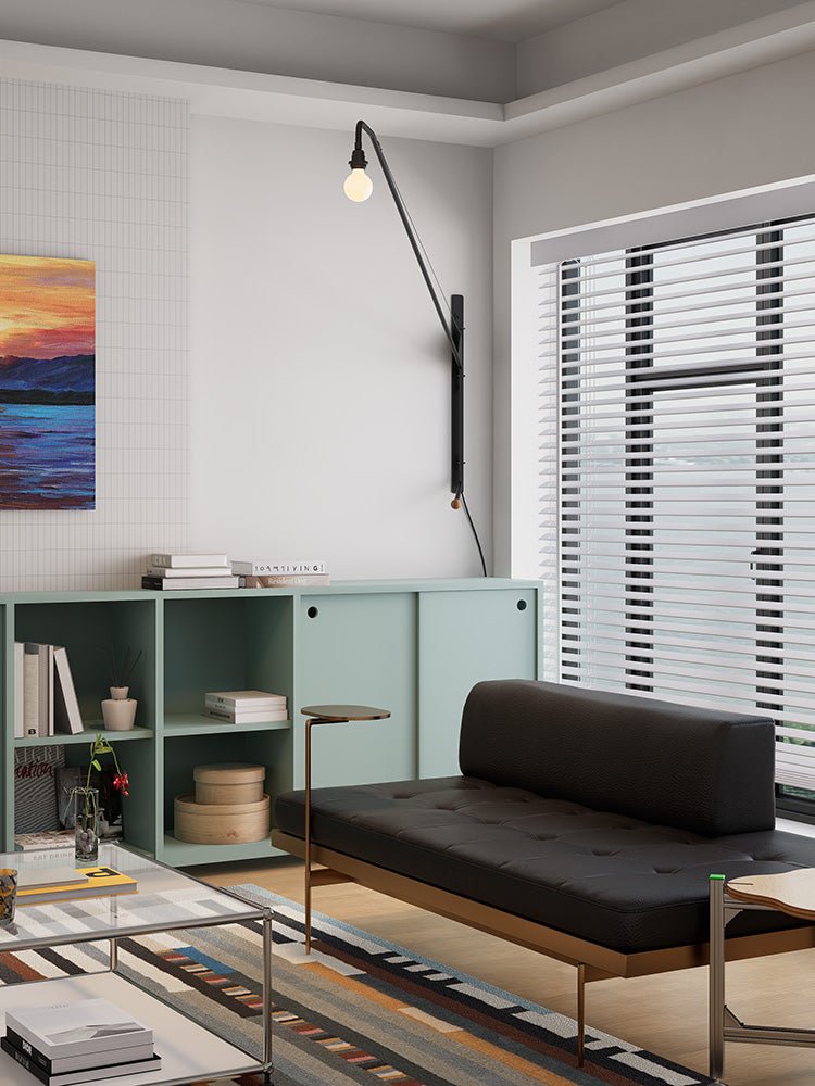 Aplique de pared negro con brazo extensible