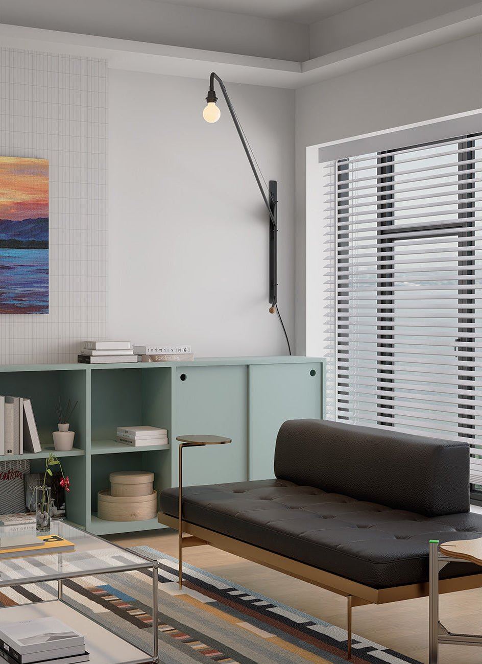 Aplique de pared negro con brazo extensible