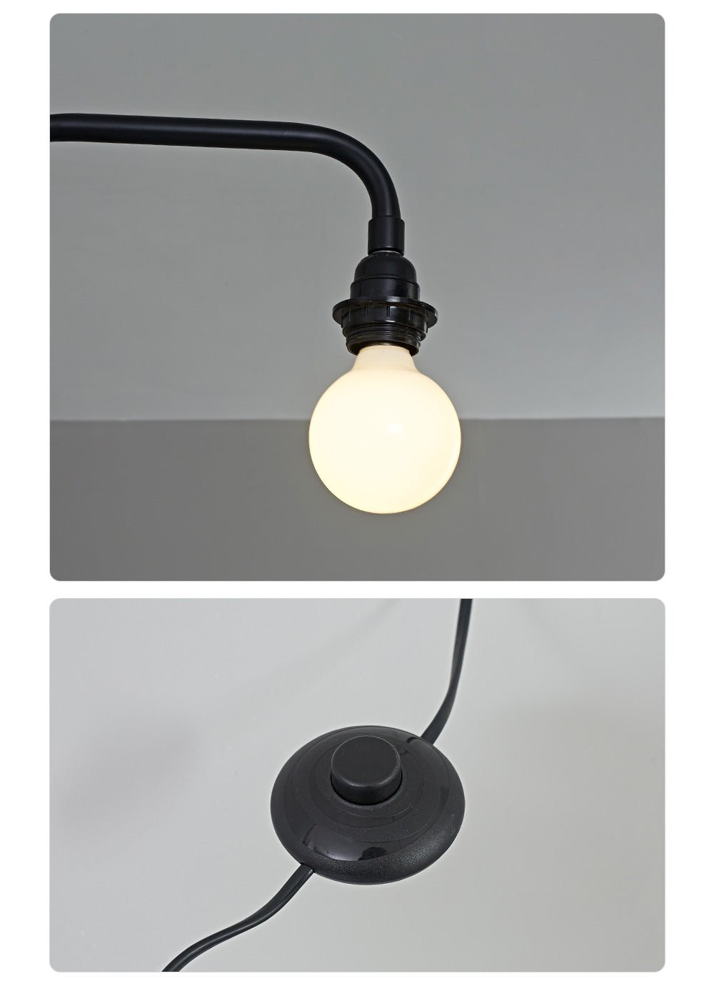 Aplique de pared negro con brazo extensible