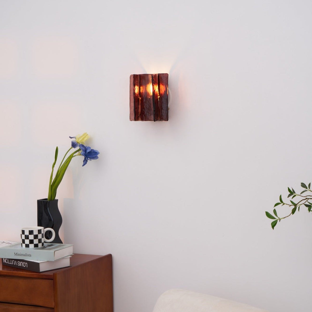 Celuaine aplique de pared latón vidrio transparente
