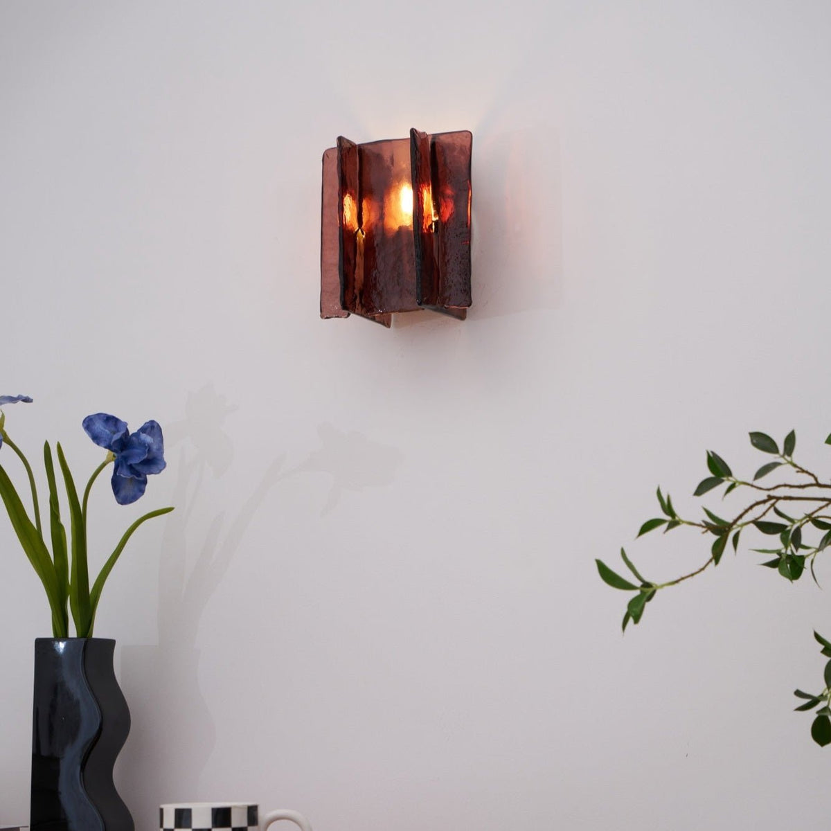 Celuaine aplique de pared latón vidrio transparente