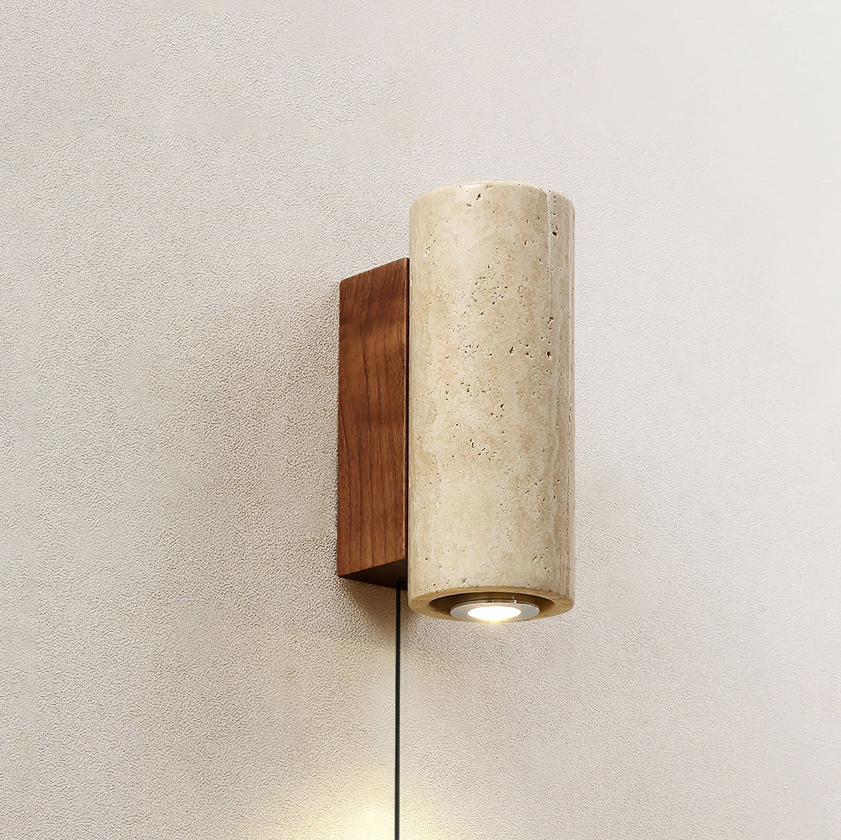 Valalaria aplique de pared rectangular en travertino con enchufe enchufable