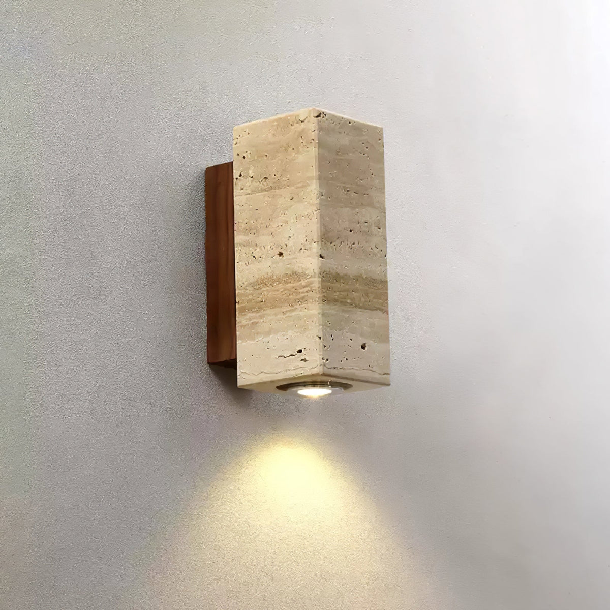 Valalaria aplique de pared rectangular en travertino con enchufe enchufable