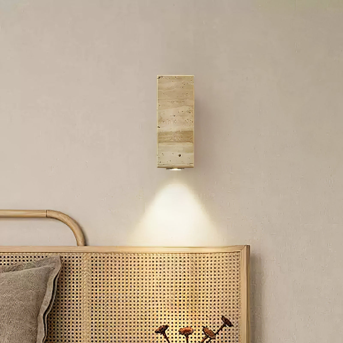 Valalaria aplique de pared rectangular en travertino con enchufe enchufable
