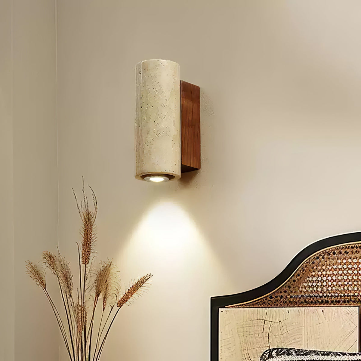 Valalaria aplique de pared rectangular en travertino con enchufe enchufable