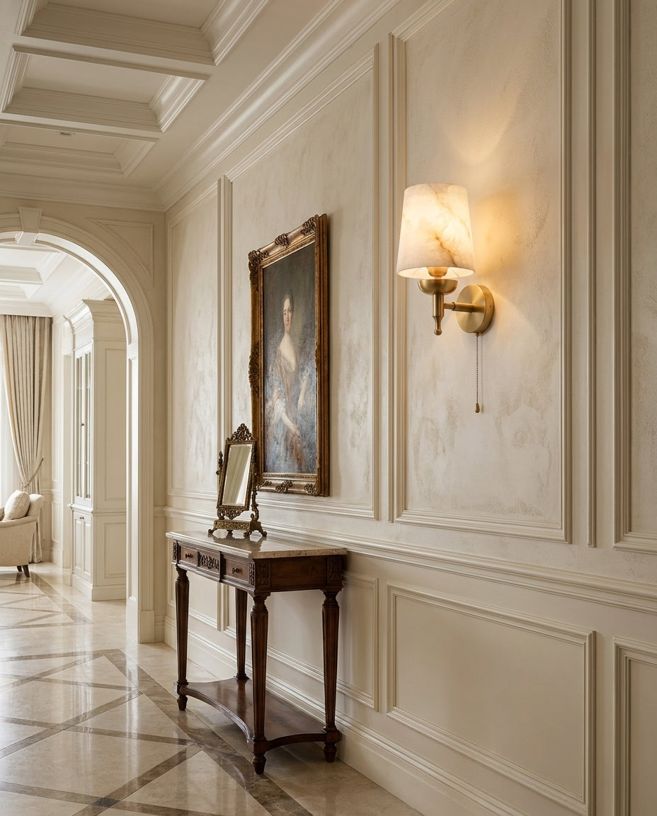 Aplique de pared de alabastro Greshford