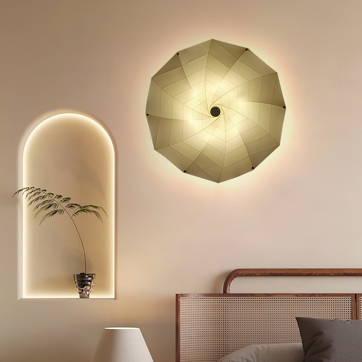 Liniise lámpara colgante de tejido con sombra plisada beige