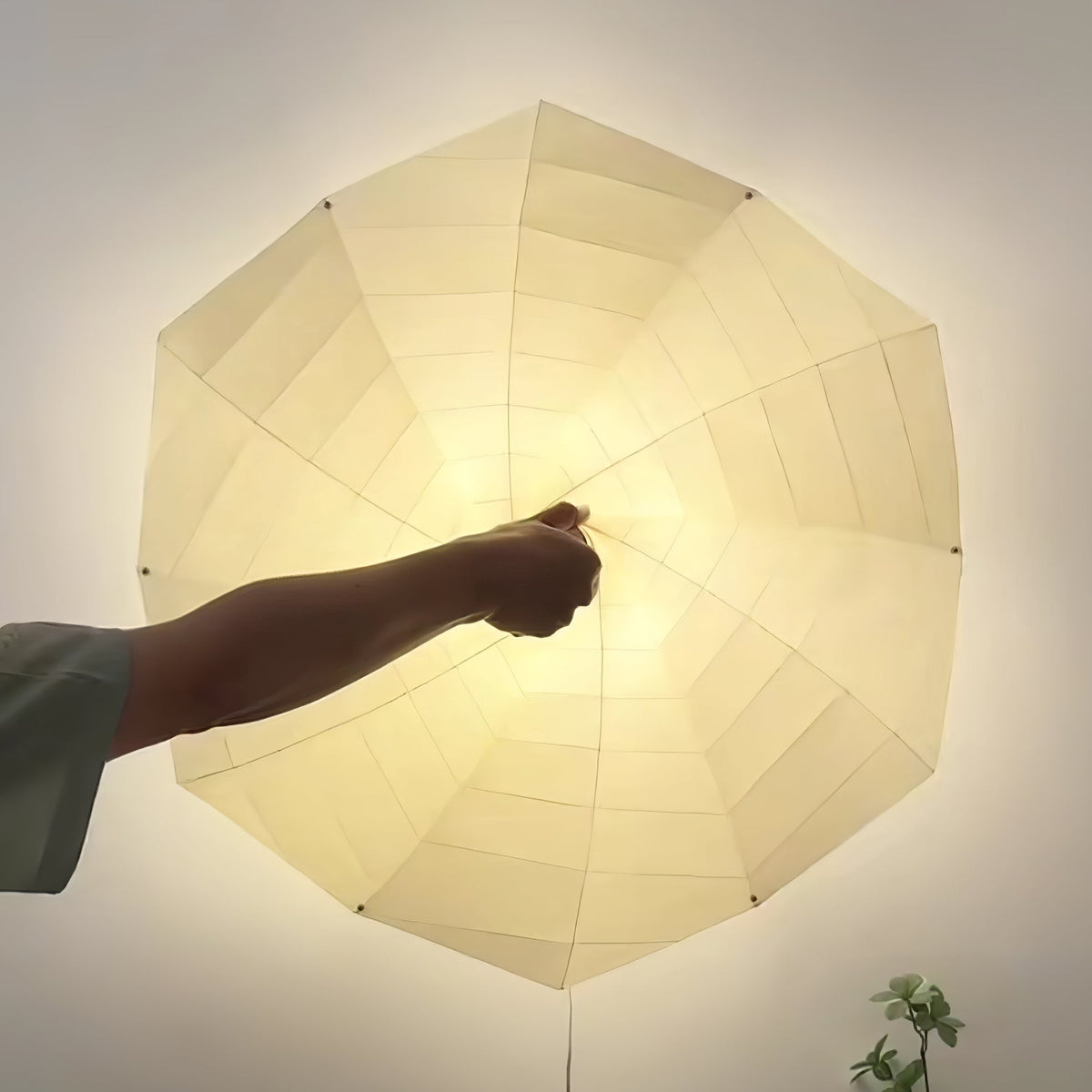 Liniise lámpara colgante de tejido con sombra plisada beige